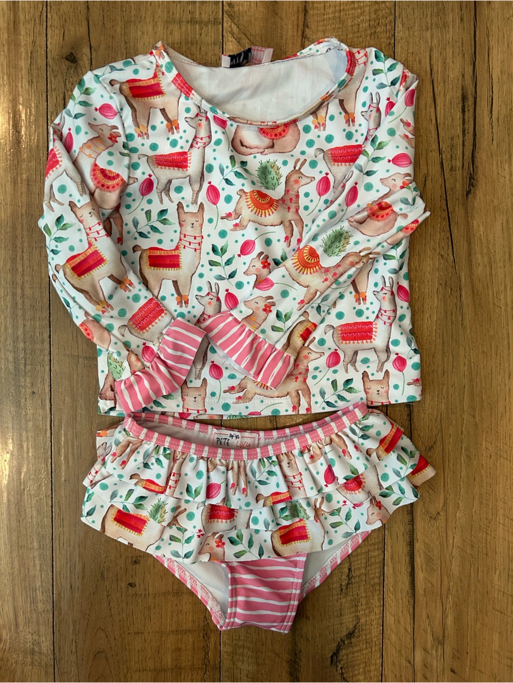 Pete and Lucy Girls Llama 2 Piece Swimsuit